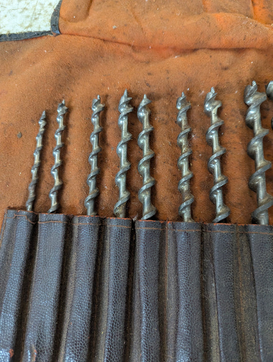 Set of Vintage Irwin Steel Auger Drill Bits