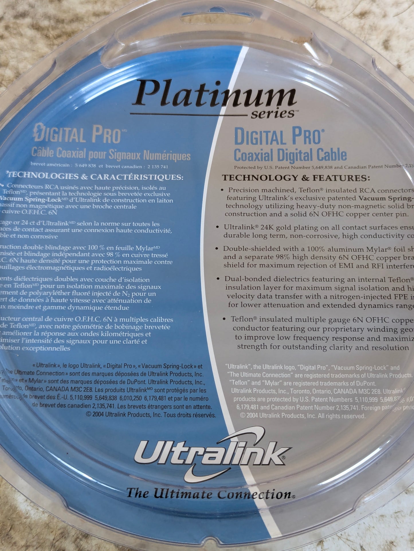Ultralink Digital Pro Platinum Series Coaxil Digital Audio Cable 1M - New Old Stock