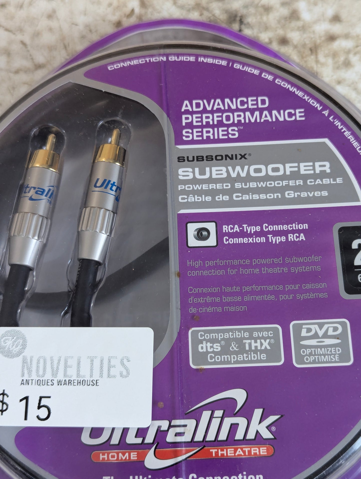 Ultralink Subsonix Subwoofer RCA Audio Cable 2M - New Old Stock