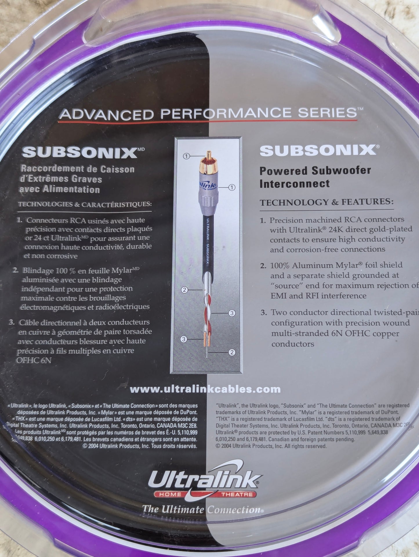 Ultralink Subsonix Subwoofer RCA Audio Cable 2M - New Old Stock