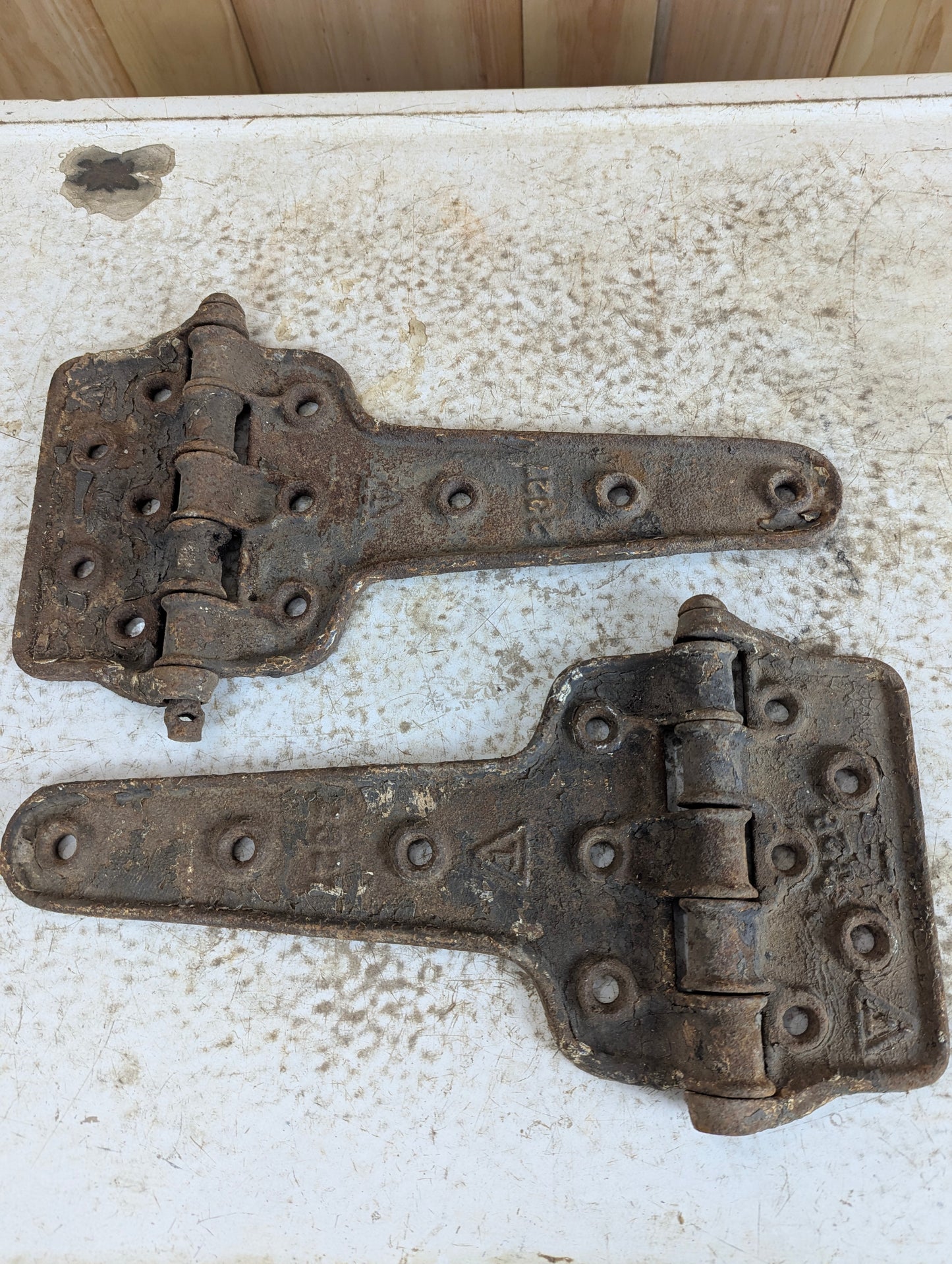 Pair of Vintage Cast Iron Railroad Boxcar Reefer Door Hinges