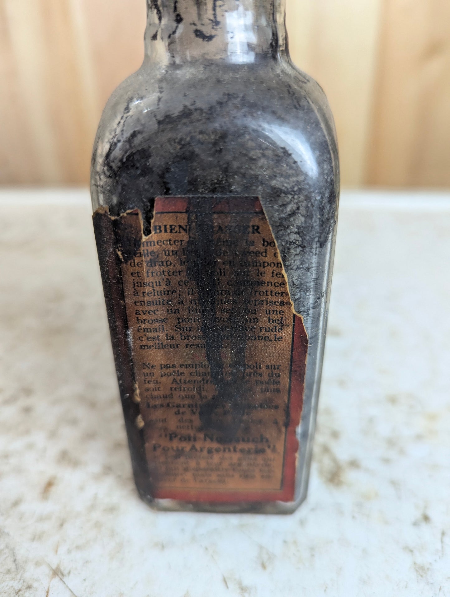 Antique Stove Polish Glass Bottle with Cork