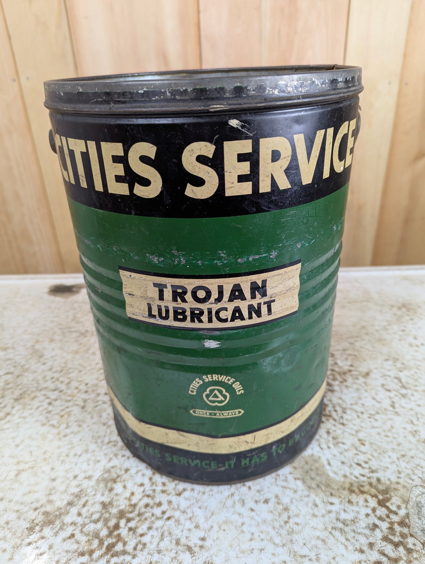 Vintage Cities Service Trojan Lubricant Can