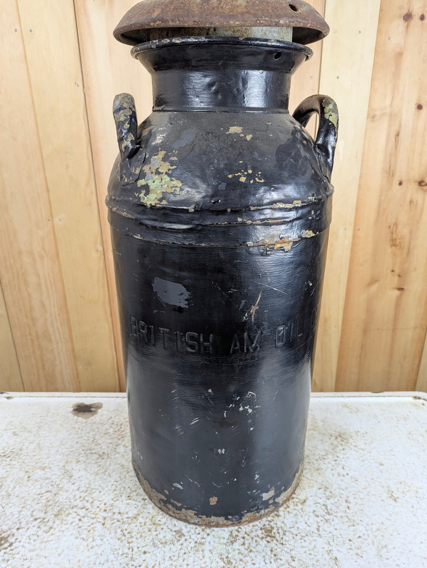 Antique 10 Gal British American Oil Can