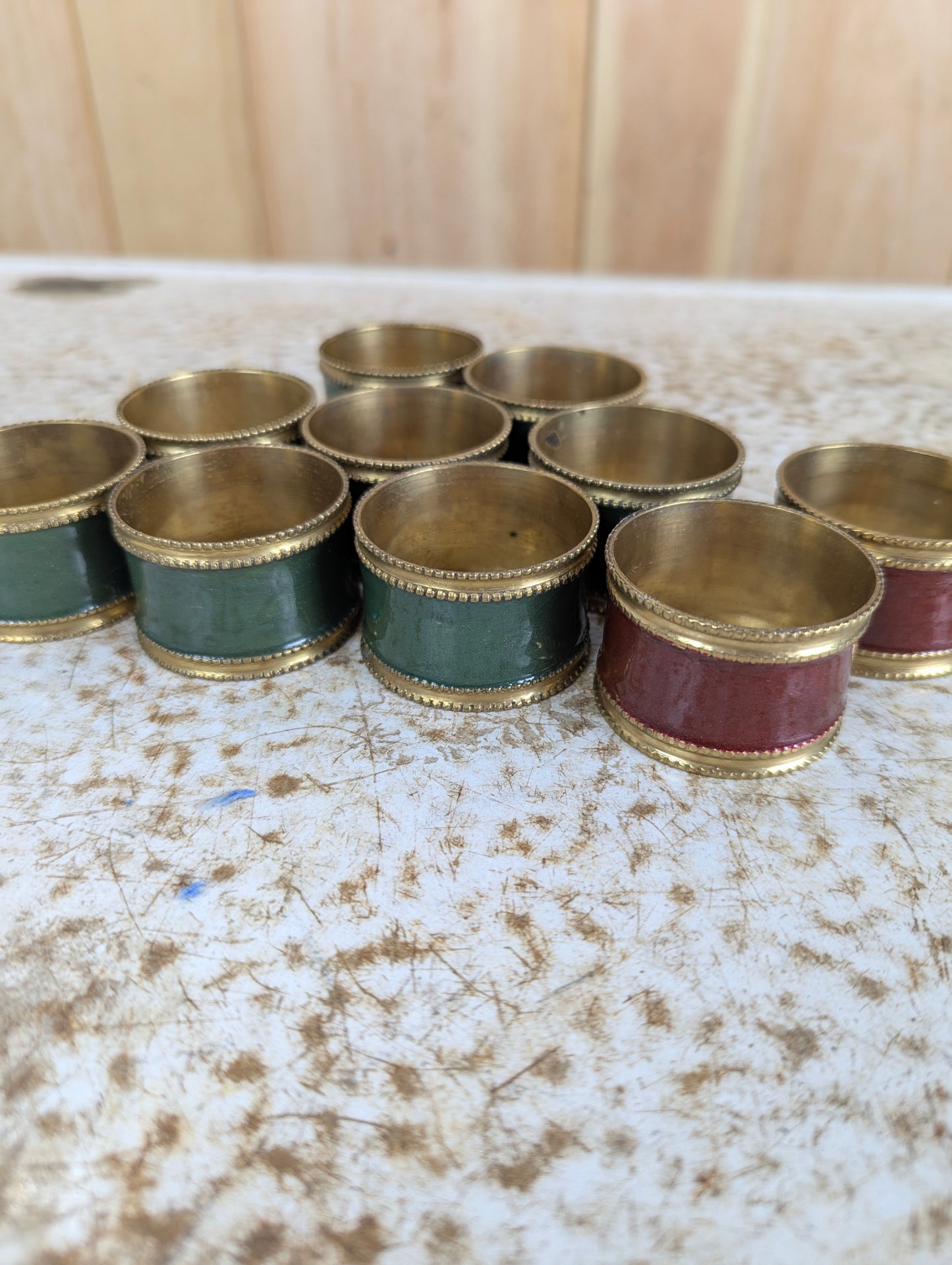 Set of Park B Smith Enamelled Brass Napkin Rings