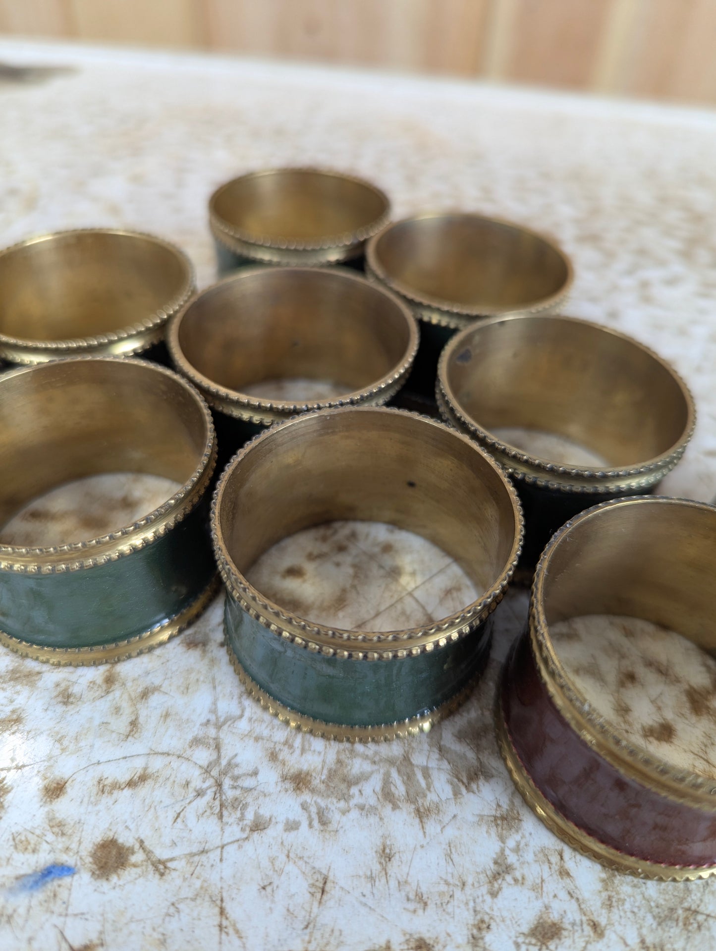 Set of Park B Smith Enamelled Brass Napkin Rings