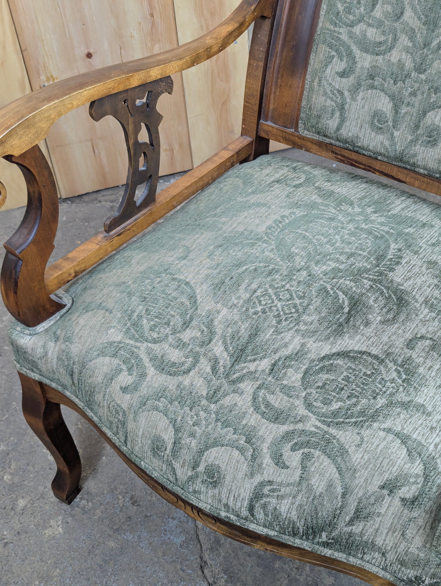 Vintage Solid Wood Carved Wingback Parlour Chair Armchair