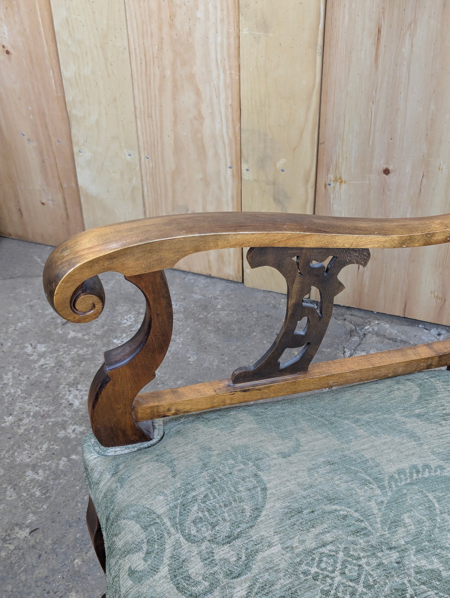 Vintage Solid Wood Carved Wingback Parlour Chair Armchair
