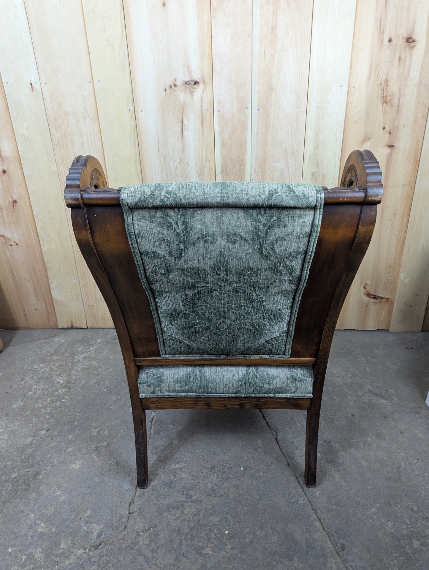 Vintage Solid Wood Carved Wingback Parlour Chair Armchair