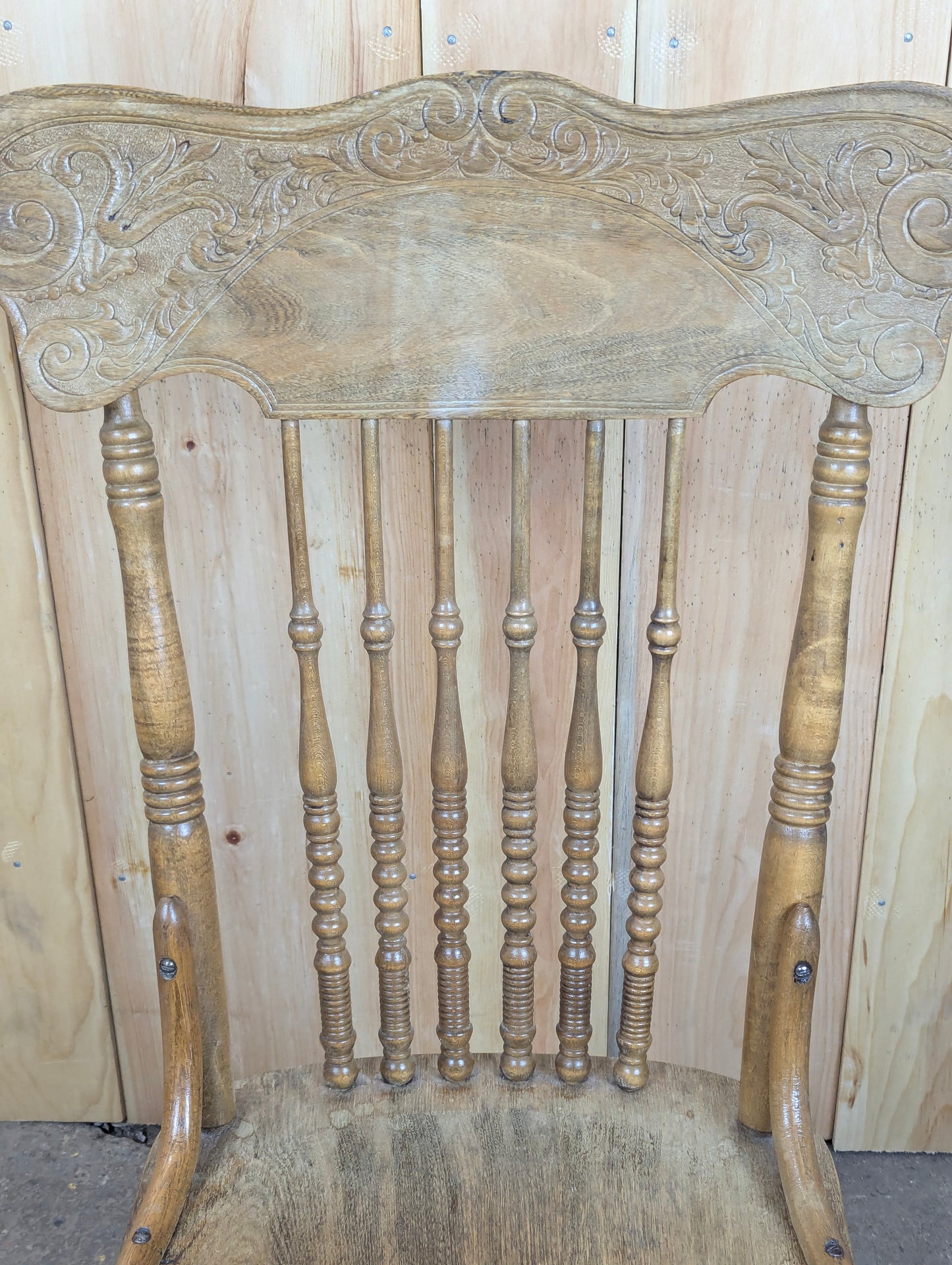Vintage Oak Pressed Back Chair