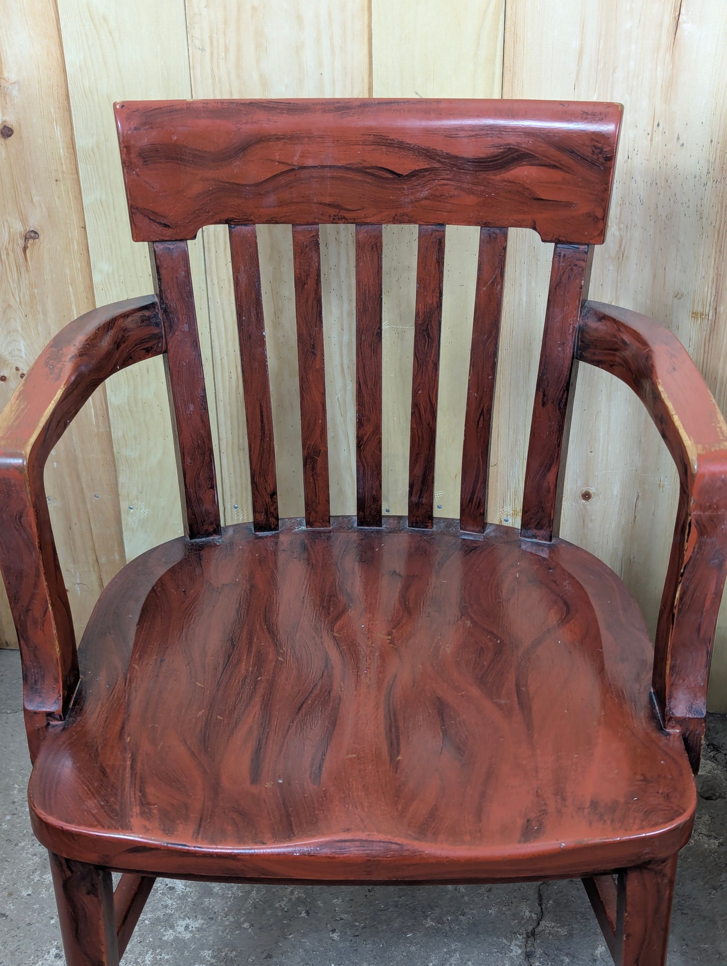 Pair of Vintage Solid Wood Bankers Lawyers Office Desk Chairs