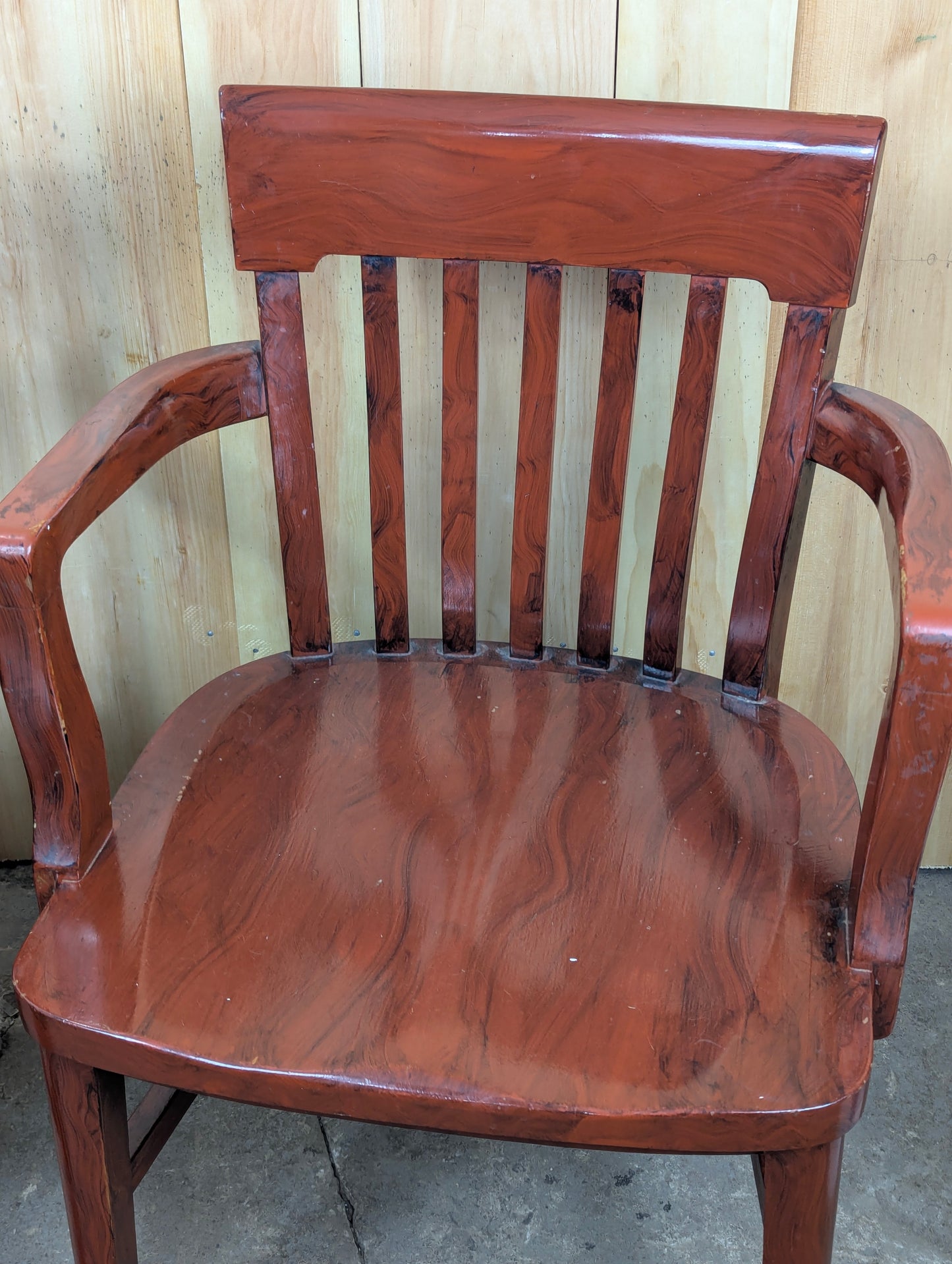 Pair of Vintage Solid Wood Bankers Lawyers Office Desk Chairs