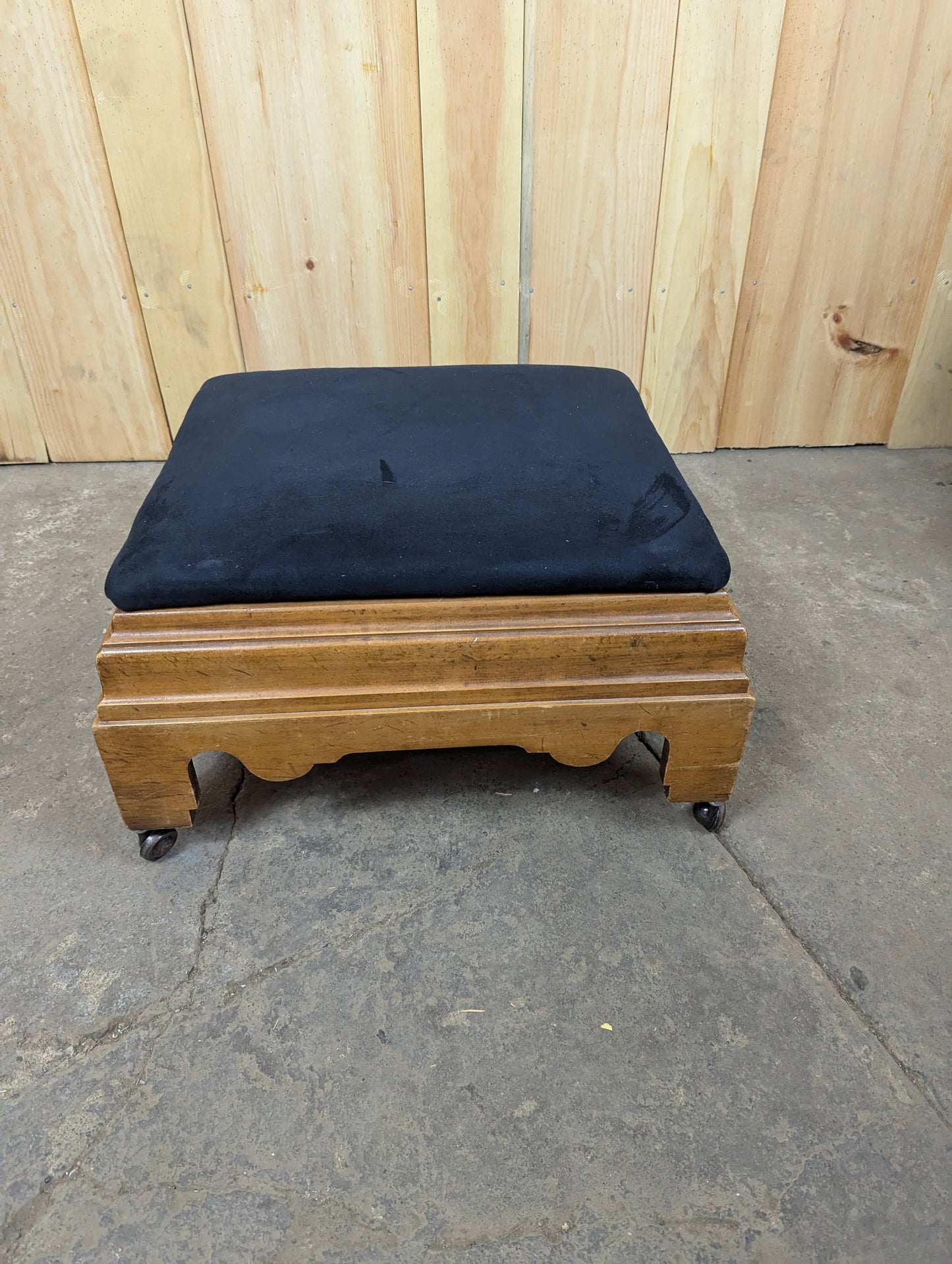Vintage Empire Style Ottoman Footstool with Velvet Cushion Top
