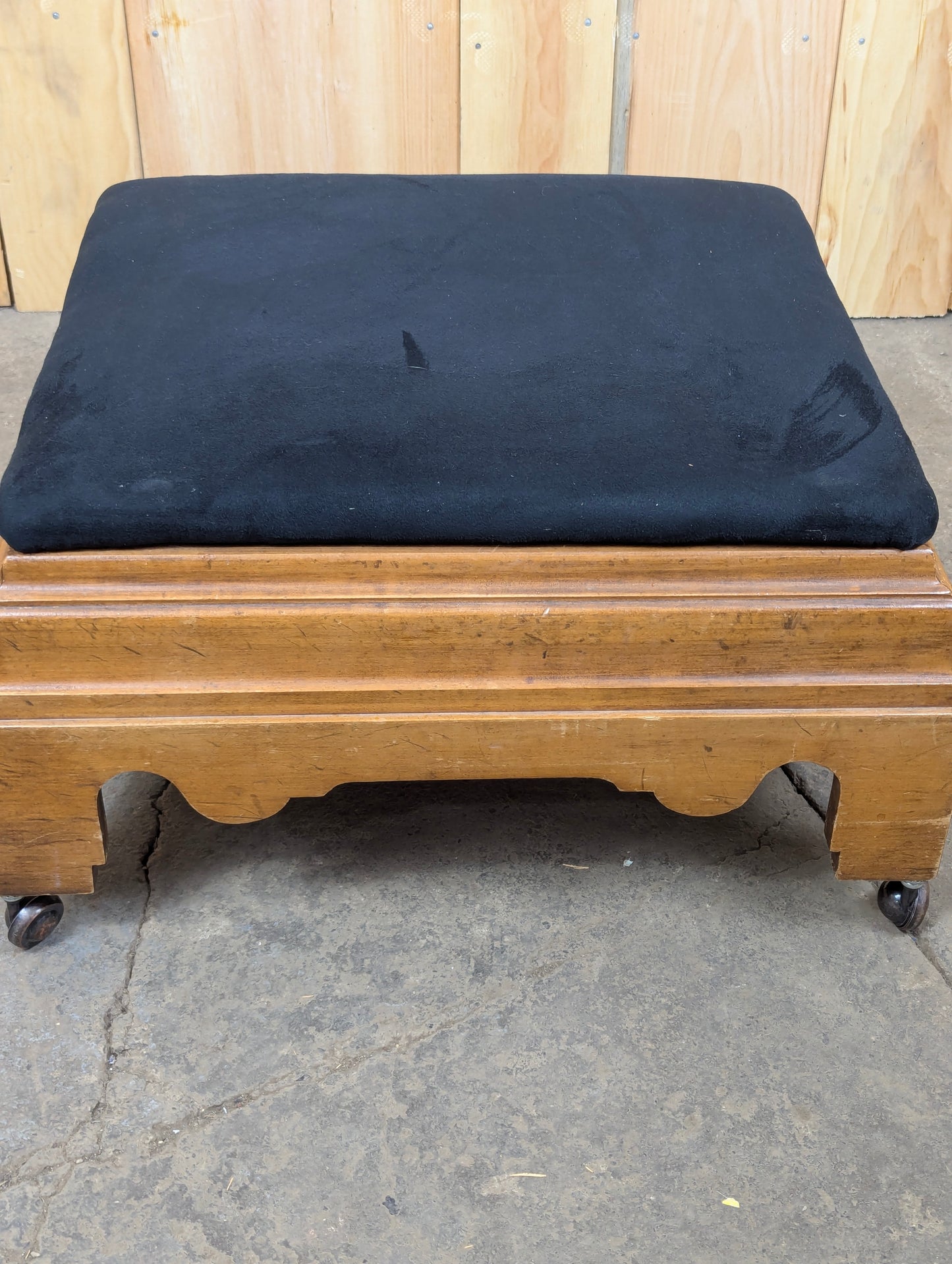 Vintage Empire Style Ottoman Footstool with Velvet Cushion Top