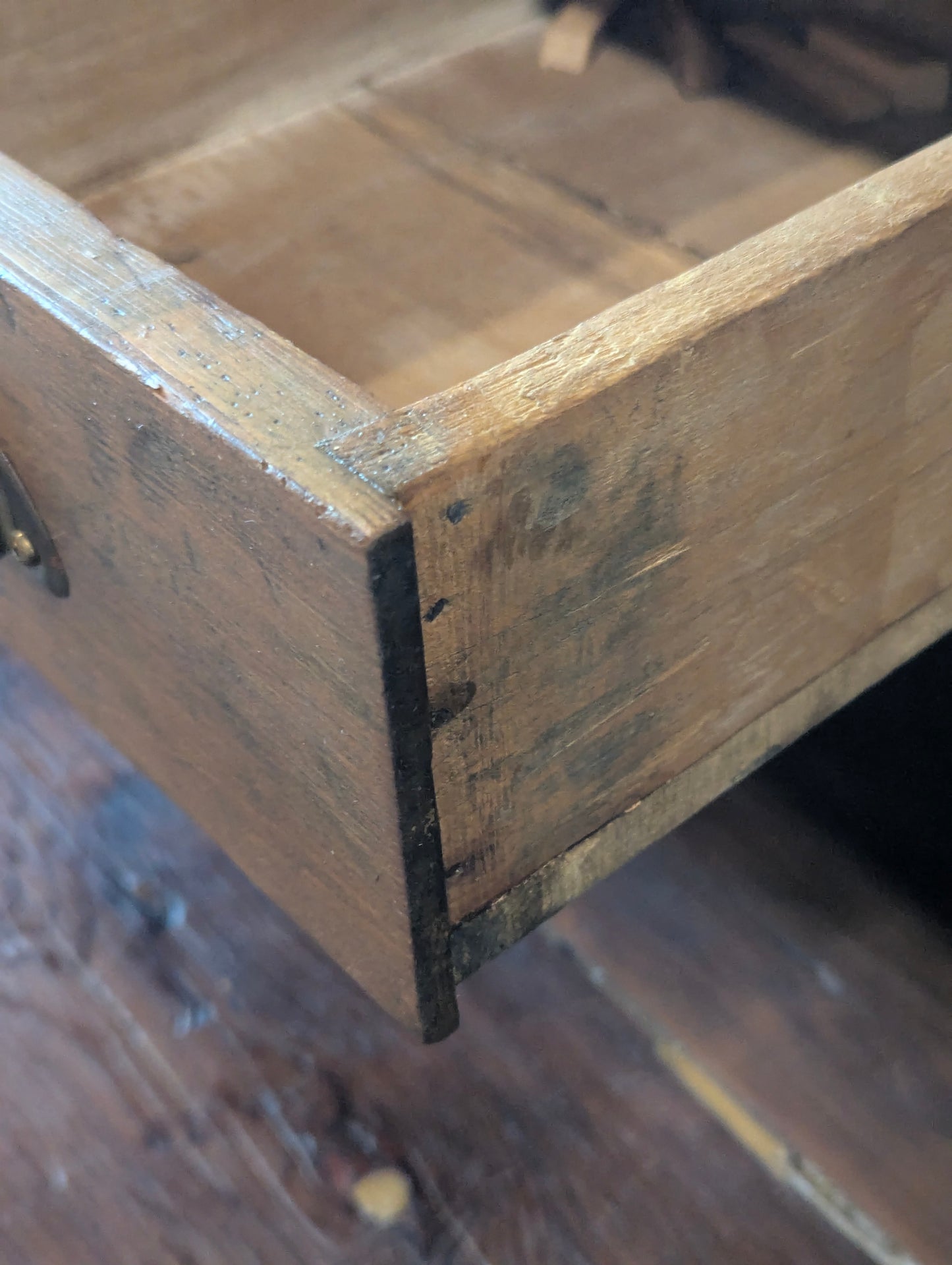 Antique 2 Piece Handcrafted Rustic Farmhouse Kitchen Hutch Bakers Cabinet