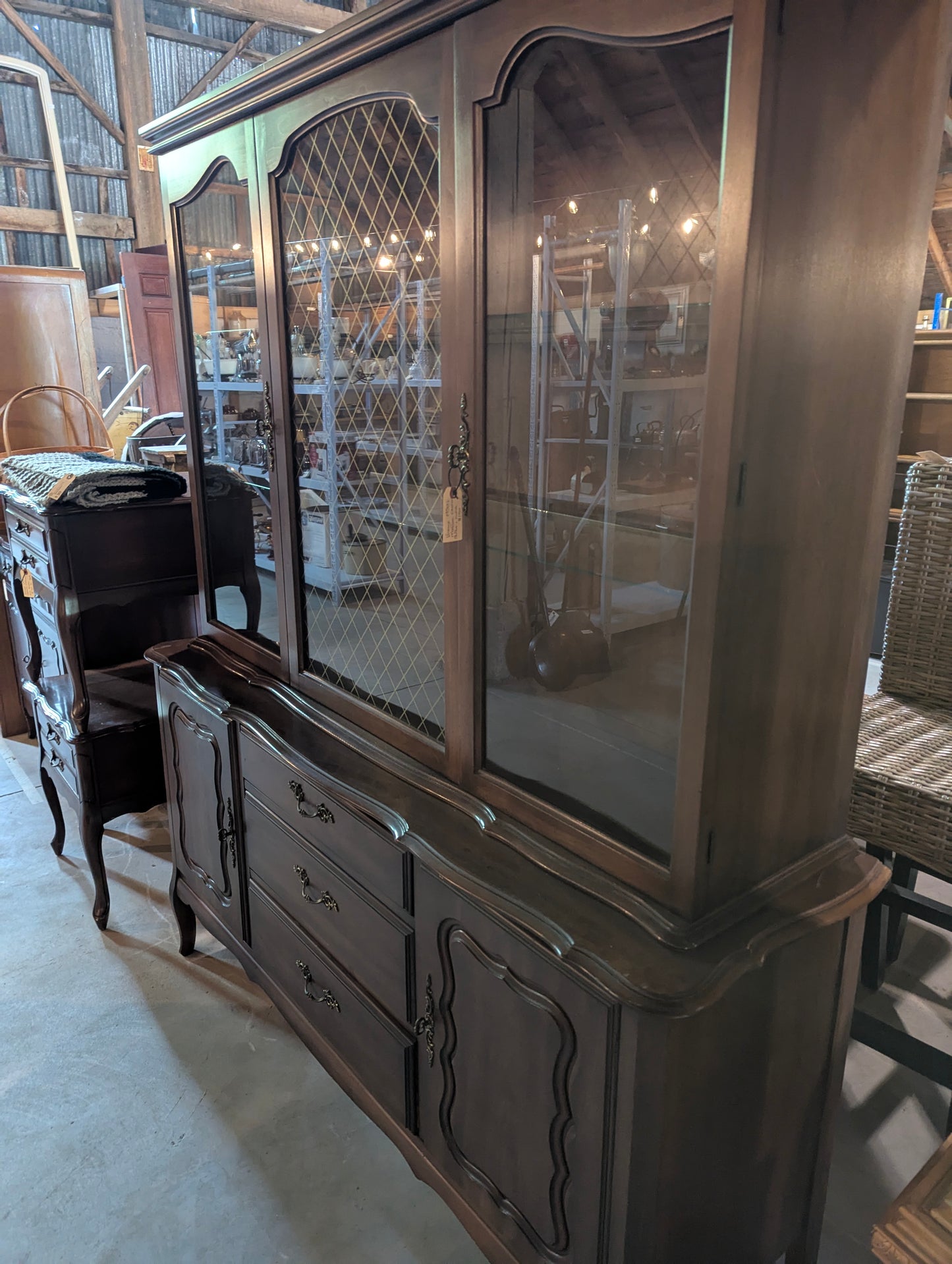 2 Piece Vintage Buffet Hutch