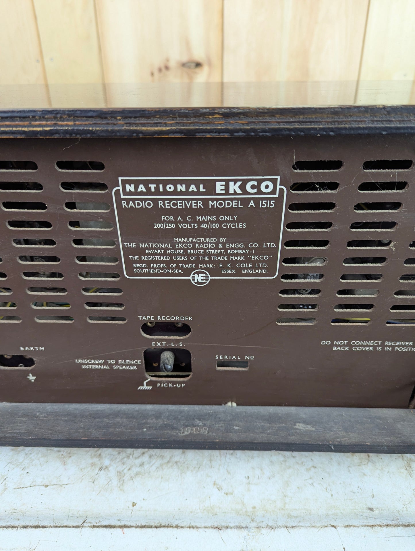 Vintage National Ekco Hi Fi Tube Radio Receiver Model A1515 200Volt UKPlug
