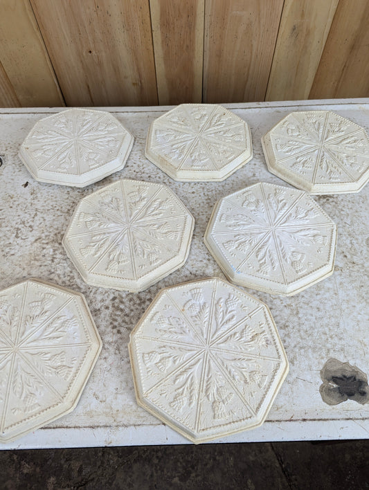 Set of 7 Decorative Octagonal Thistle Design Plaster Pieces