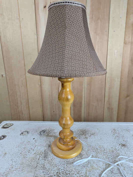 Unique Handcrafted Hand Churned Pine Table Lamp with Shade