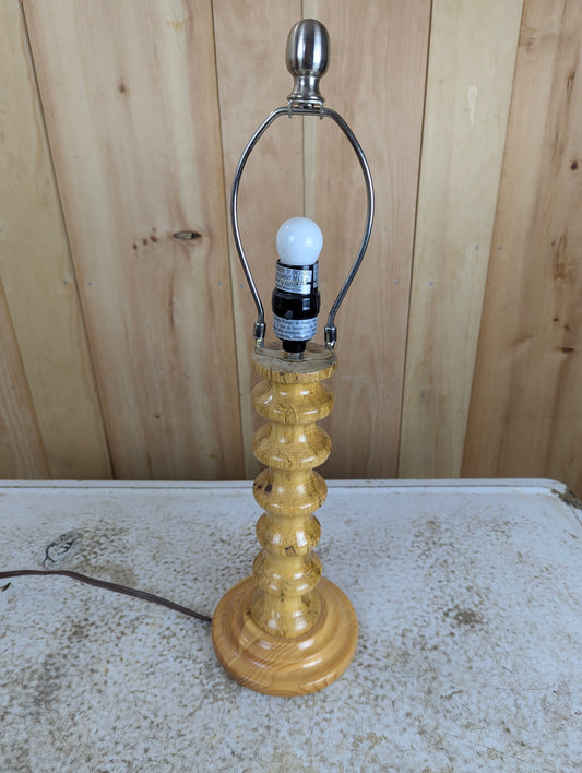 Handcrafted Pine Table Lamp without Shade