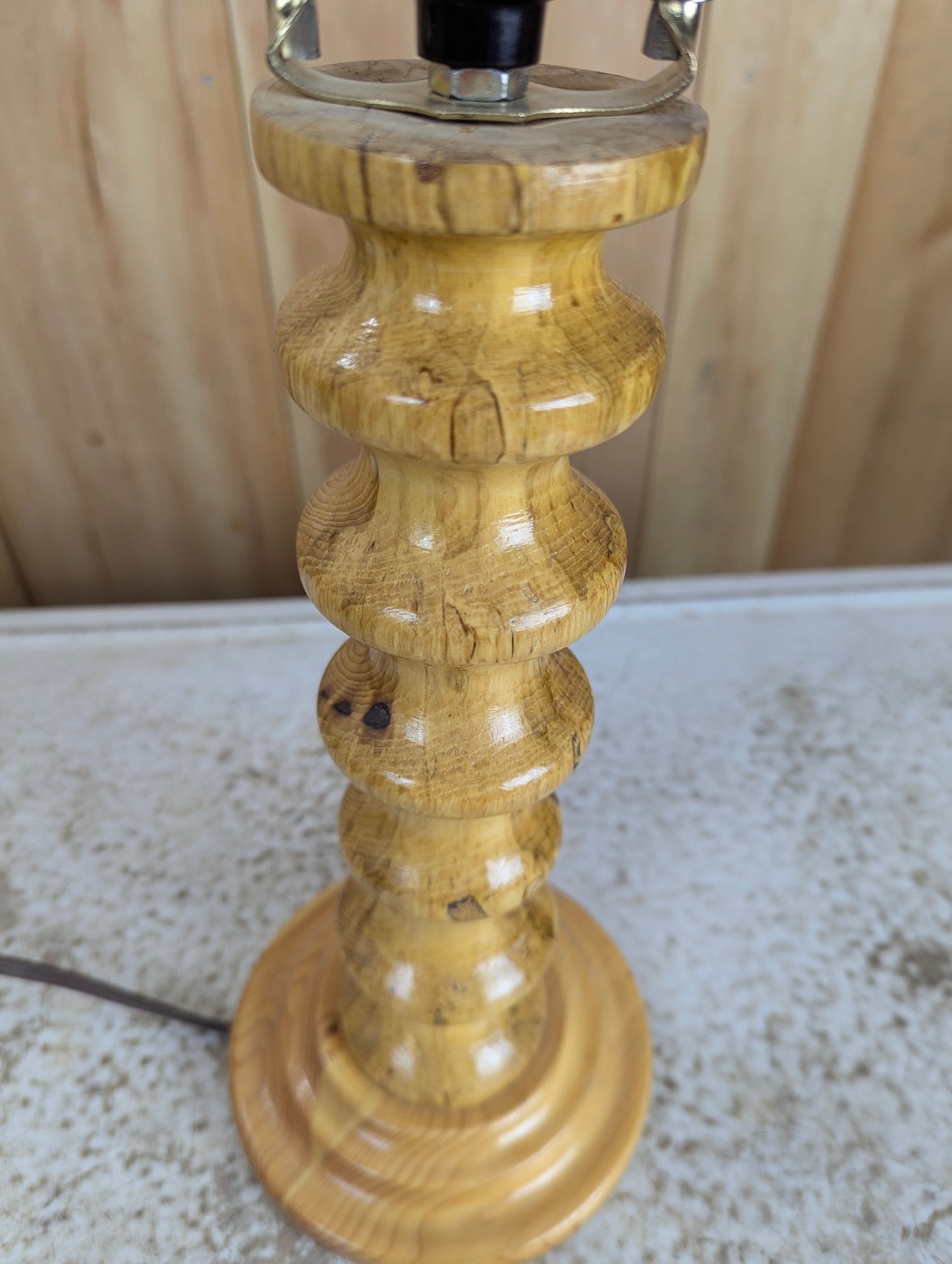 Handcrafted Pine Table Lamp without Shade