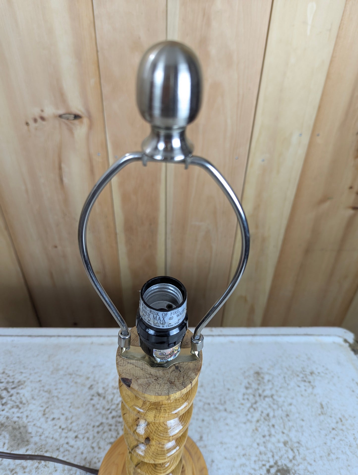 Handcrafted Pine Table Lamp without Shade