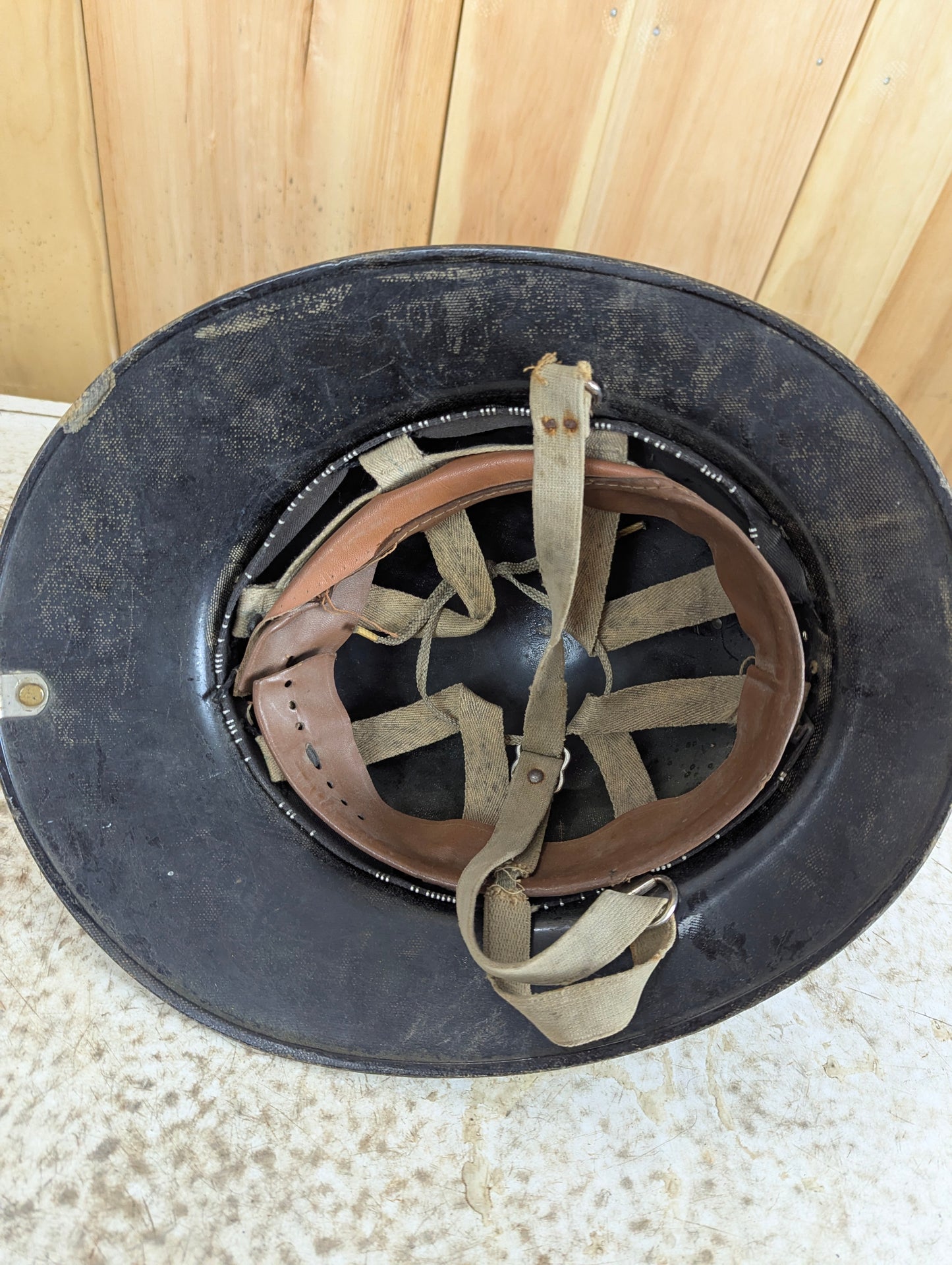 Vintage Fibreglass Firefighter Helmet