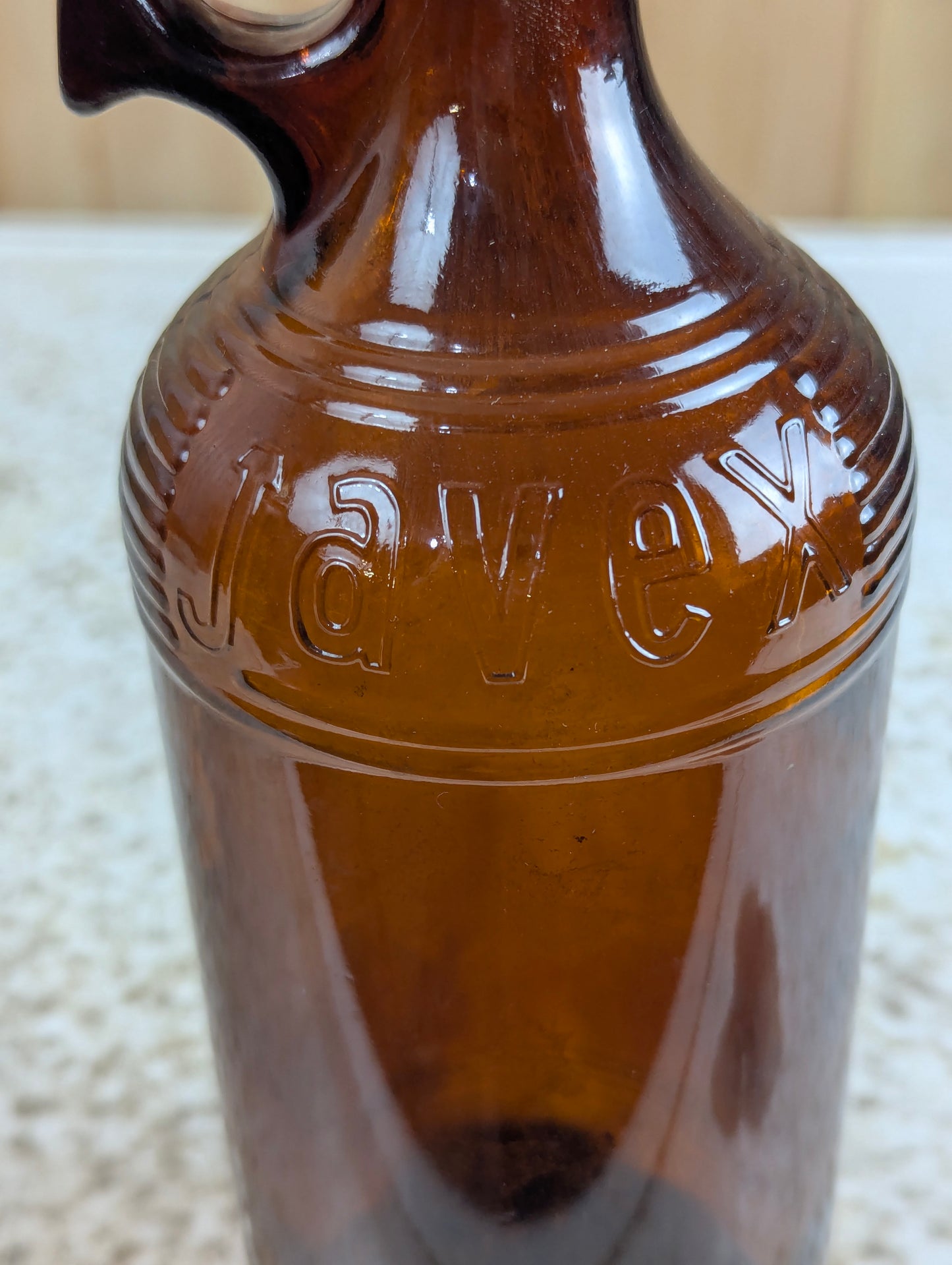Amber Glass Javex Jug with Finger Holder