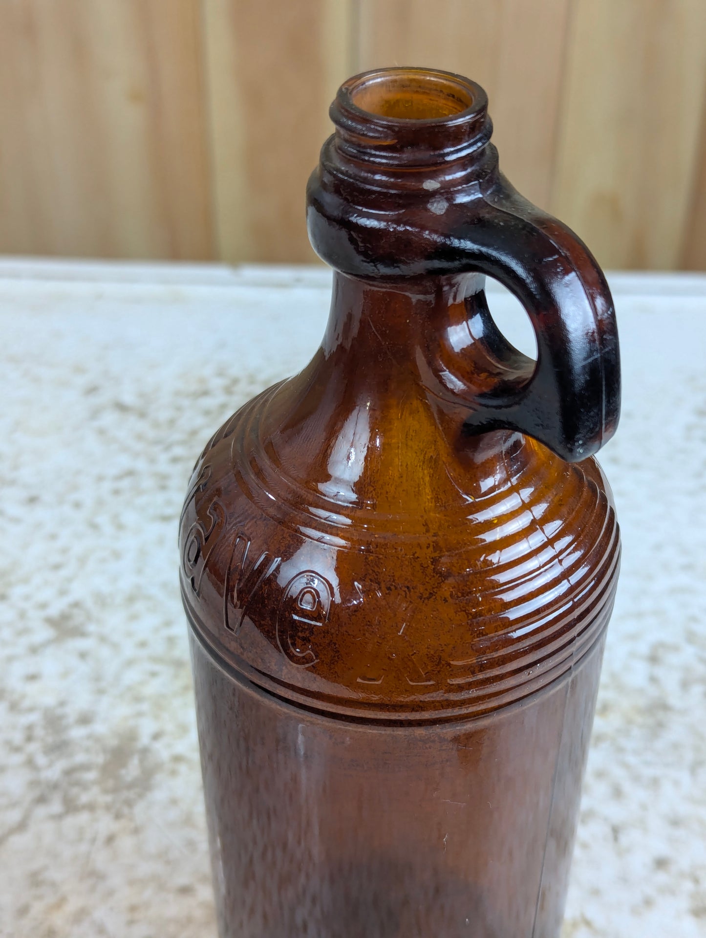Amber Glass Javex Jug with Finger Holder
