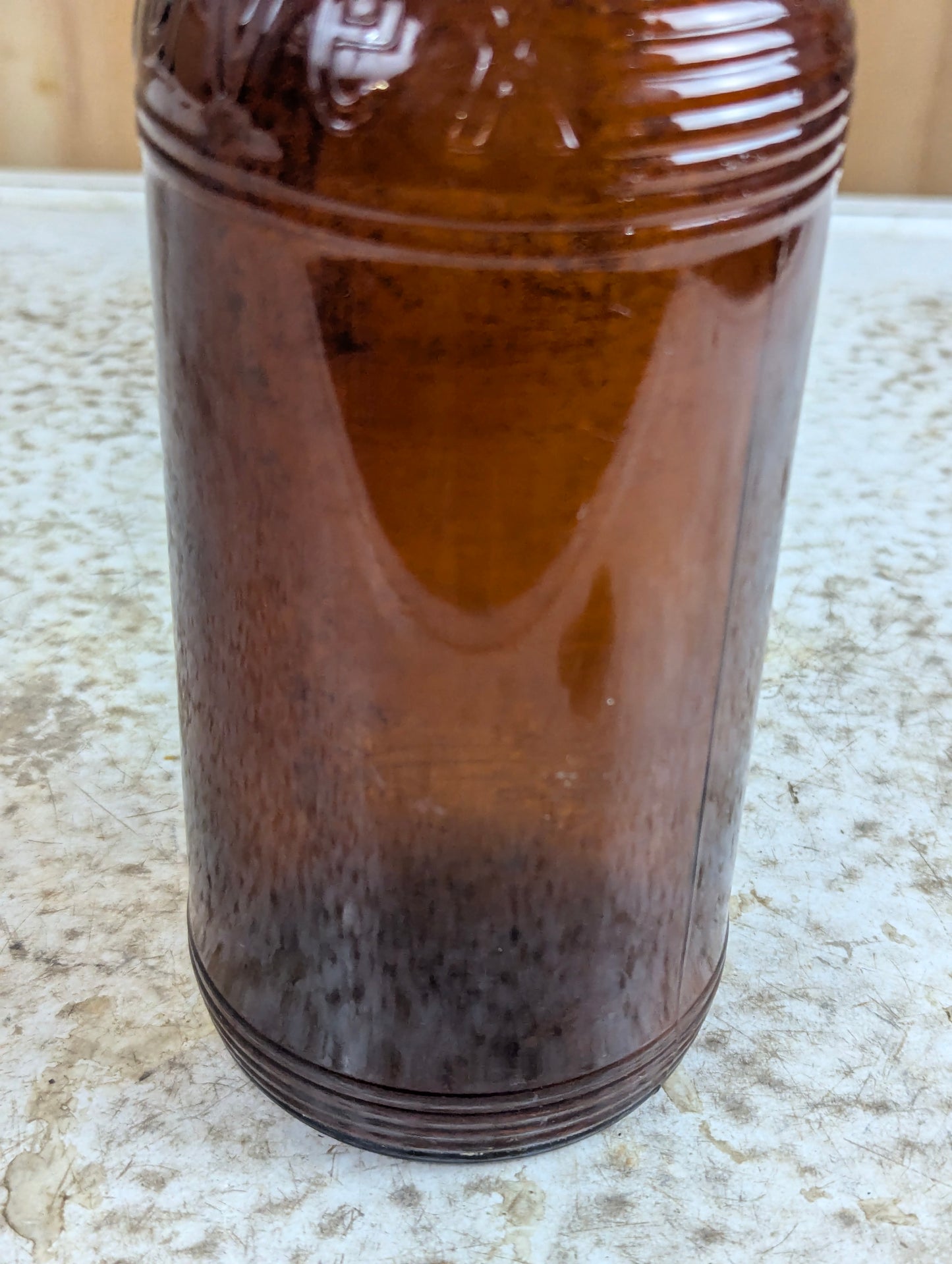 Amber Glass Javex Jug with Finger Holder