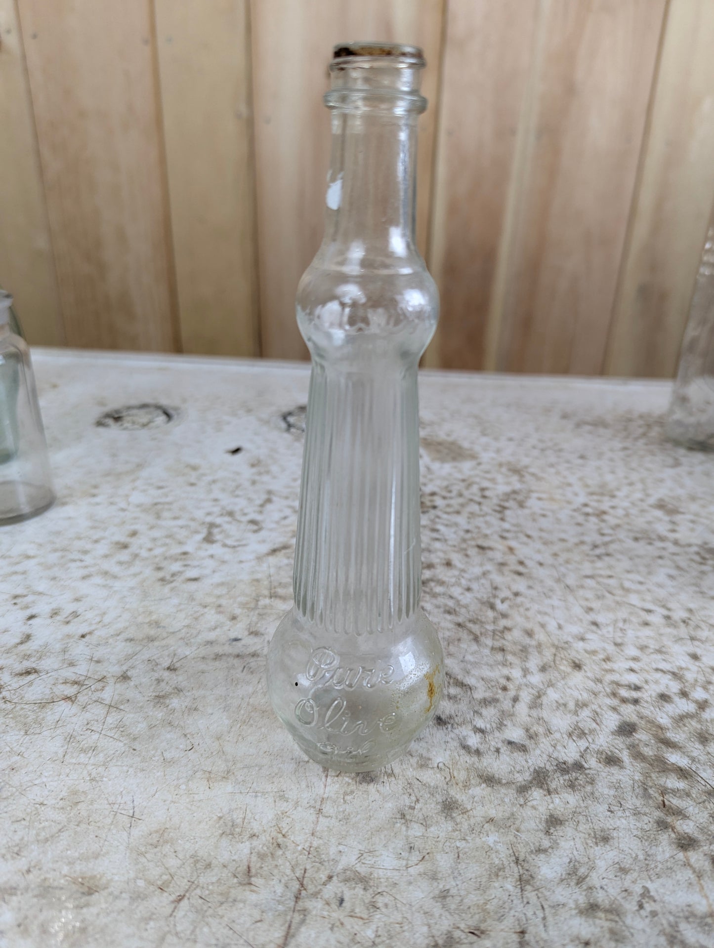1940’s Vintage Gattuso 4 Fl Oz Pure Olive Oil Glass Bottle
