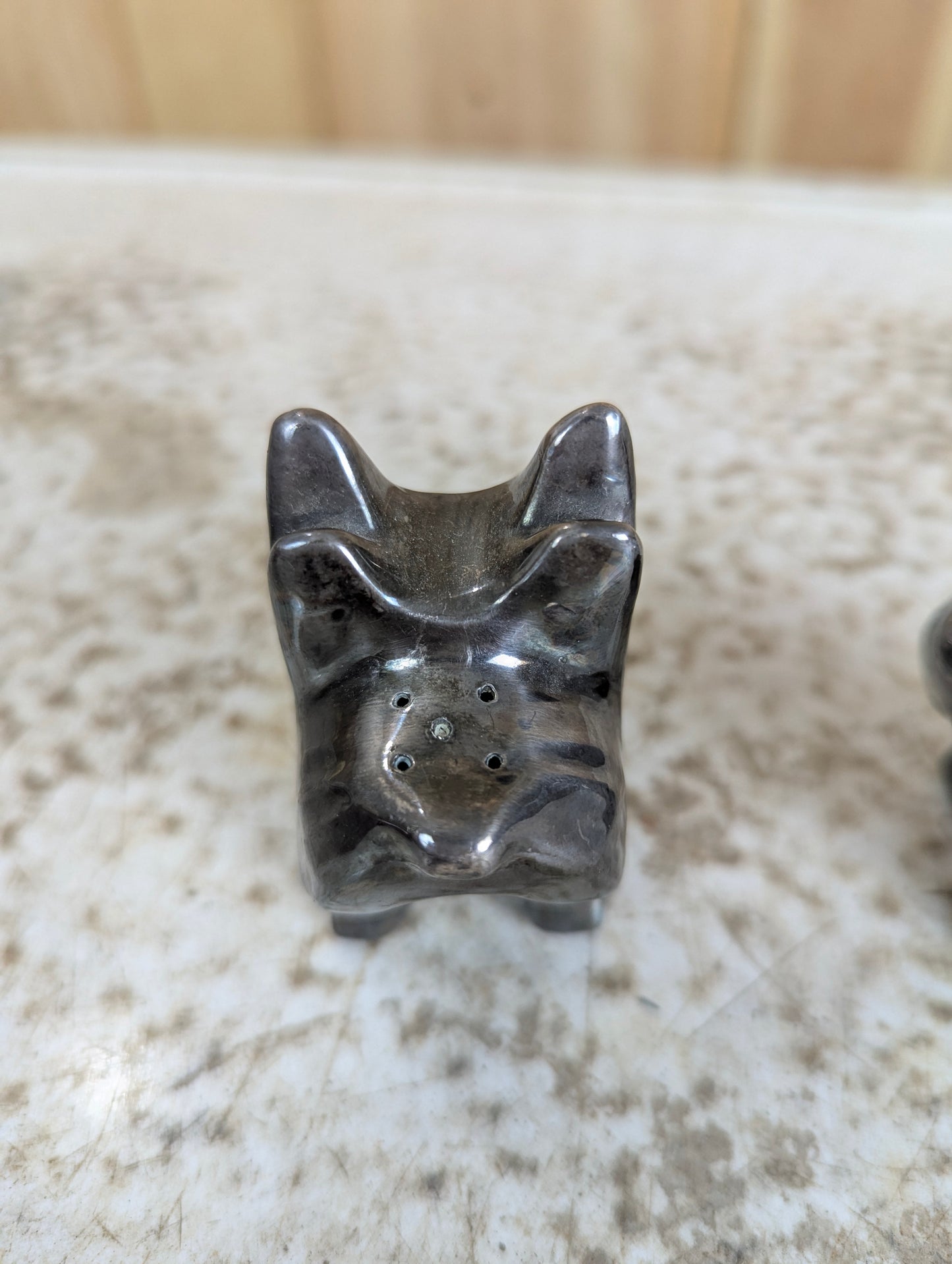 Set of Vintage Chrome Scottie Dog Salt & Pepper Shakers