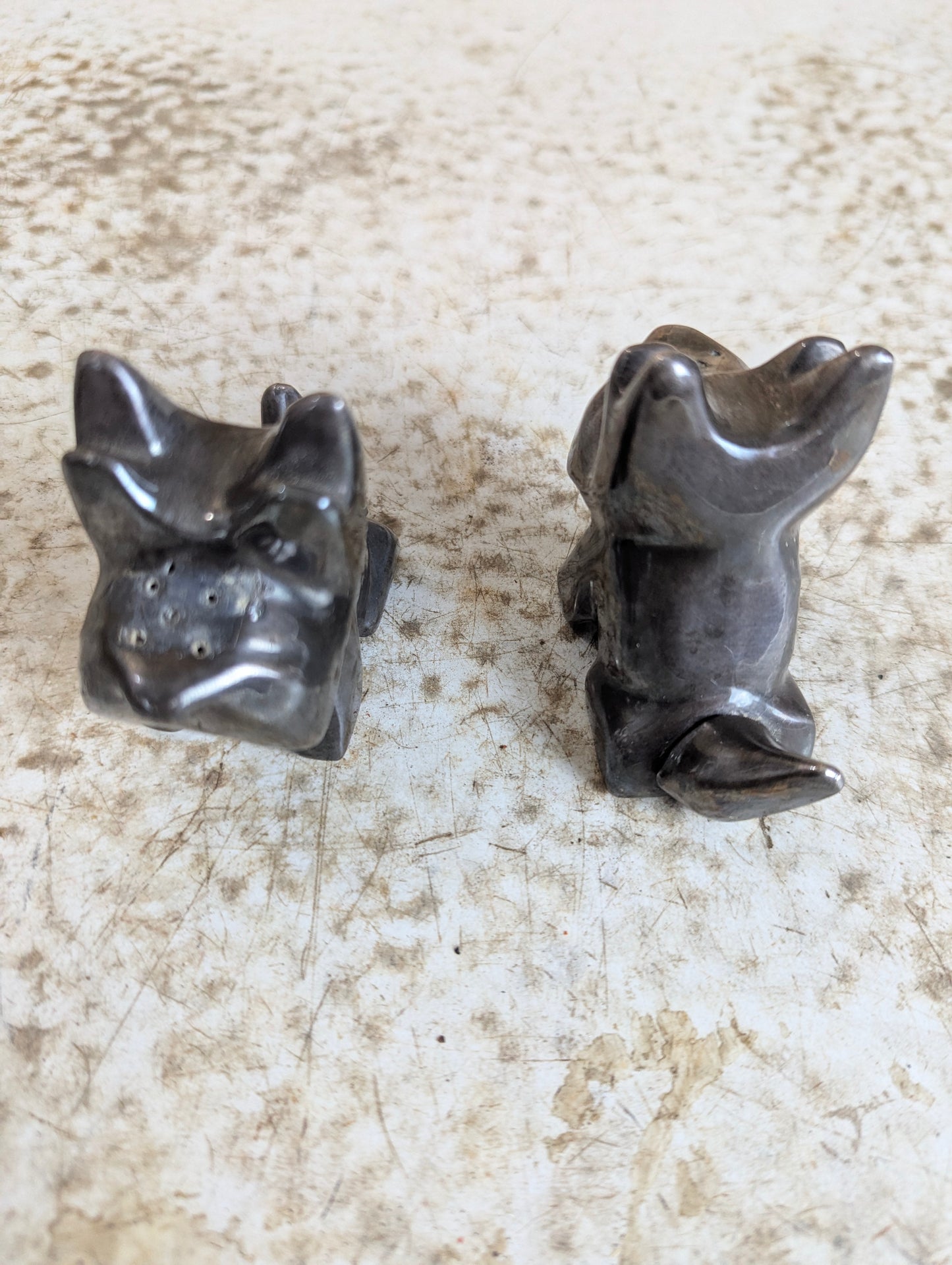 Set of Vintage Chrome Scottie Dog Salt & Pepper Shakers