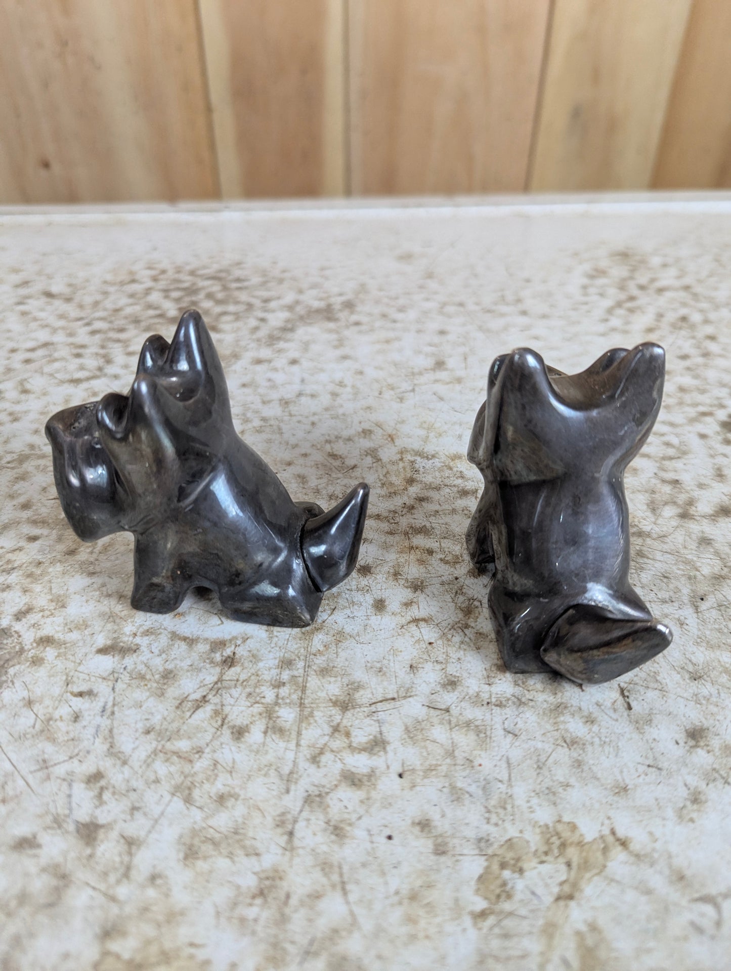 Set of Vintage Chrome Scottie Dog Salt & Pepper Shakers