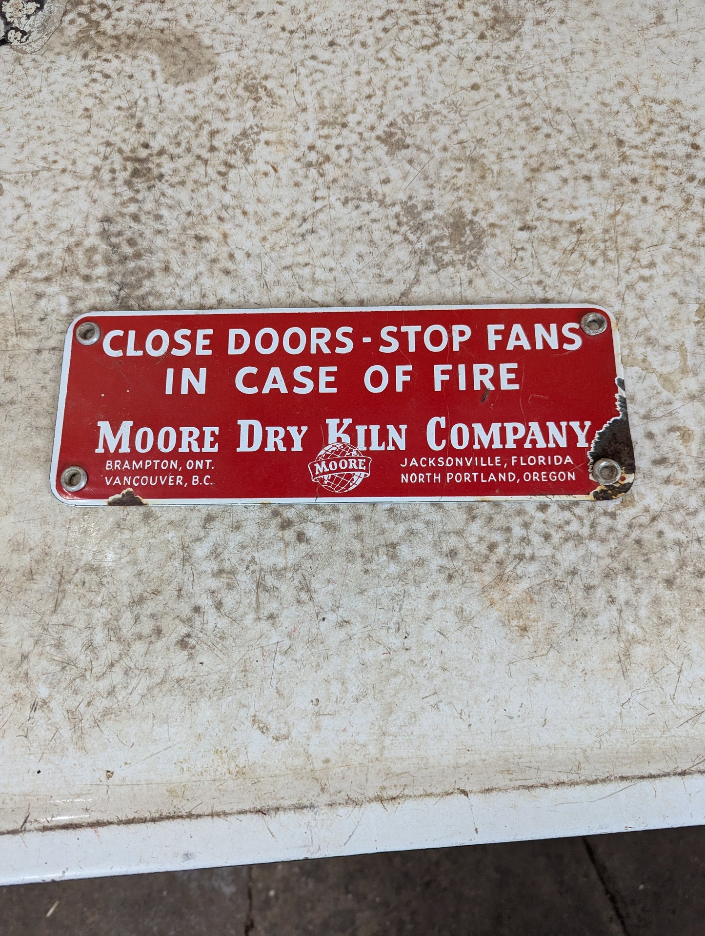 Moore Dry Kiln Company Safety Plate Industrial Sign