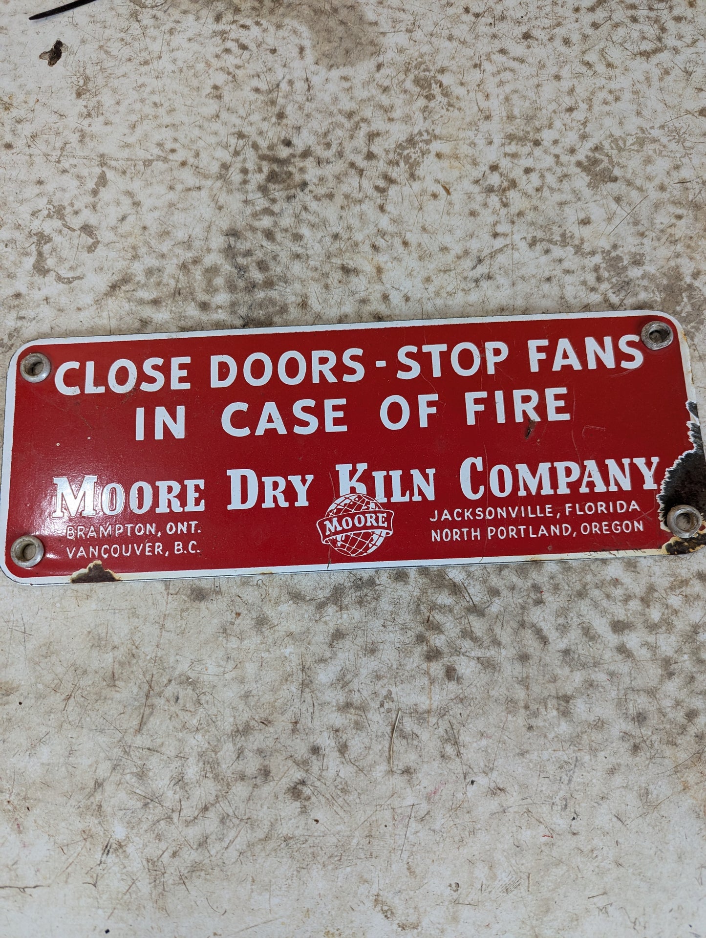 Moore Dry Kiln Company Safety Plate Industrial Sign