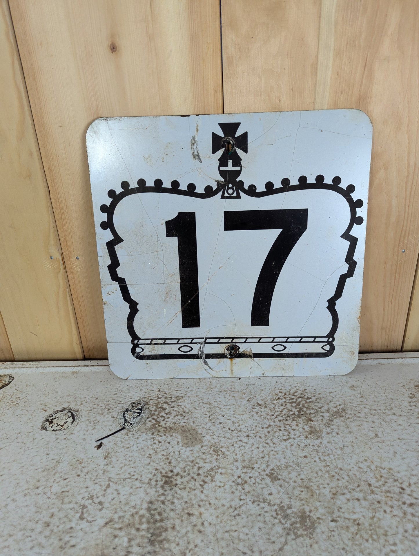 Vintage Ontario Kings Hwy Black & White Metal Sign