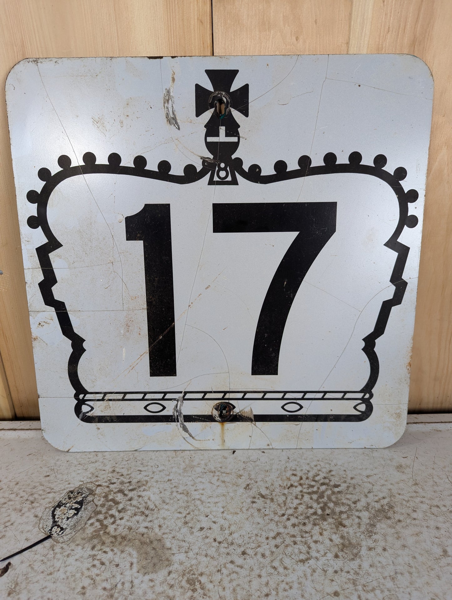 Vintage Ontario Kings Hwy Black & White Metal Sign