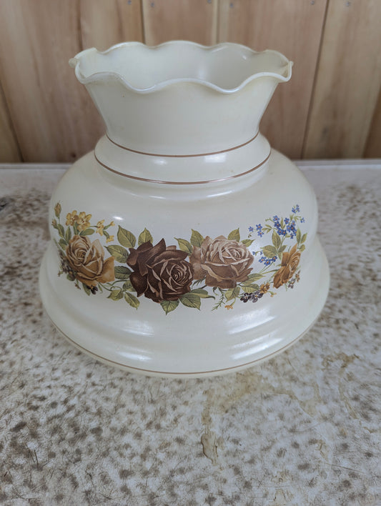 Vintage 7” Floral Milk Glass Lamp Shade