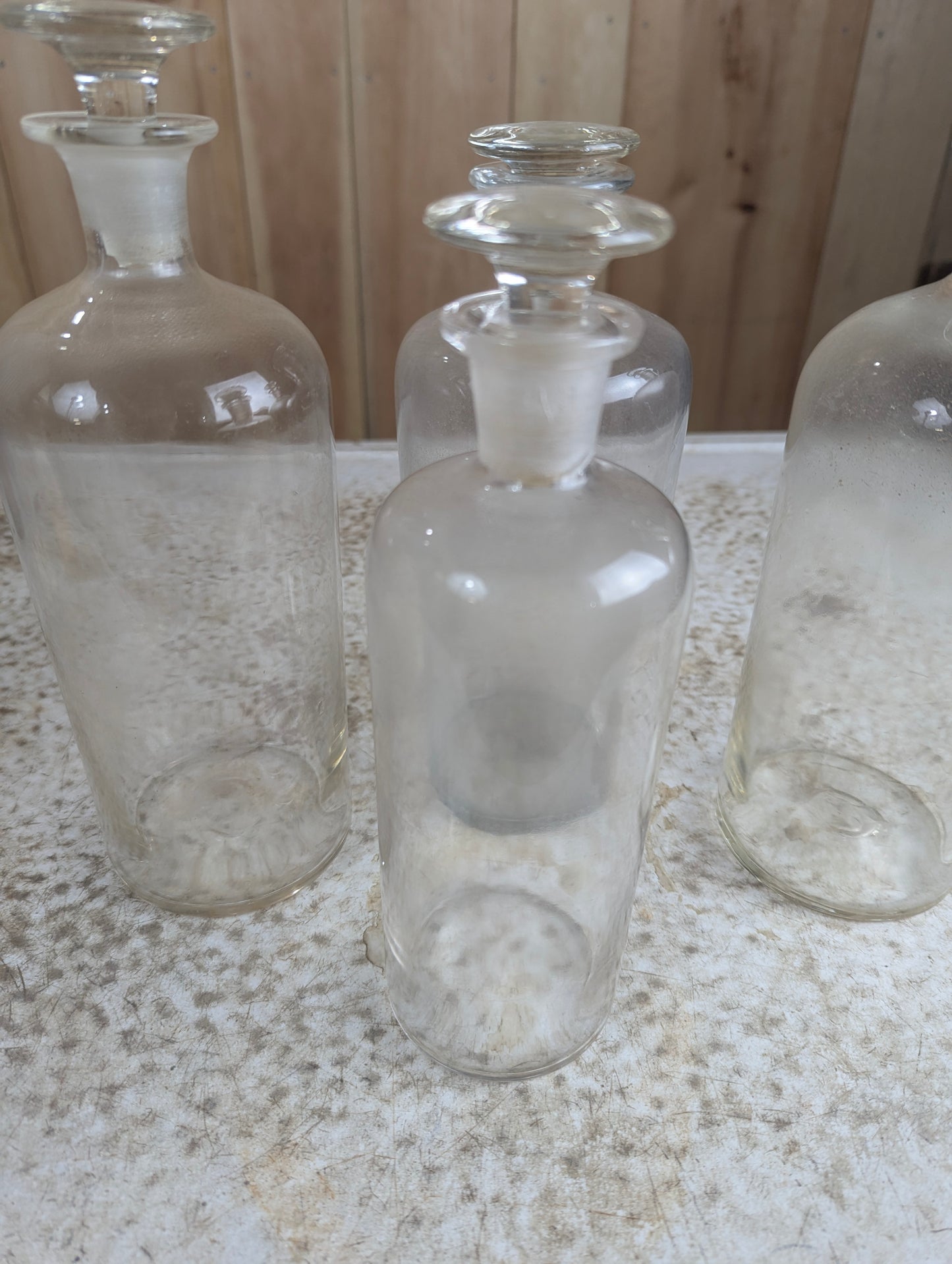 Antique Apothecary Glass Bottles with Stoppers