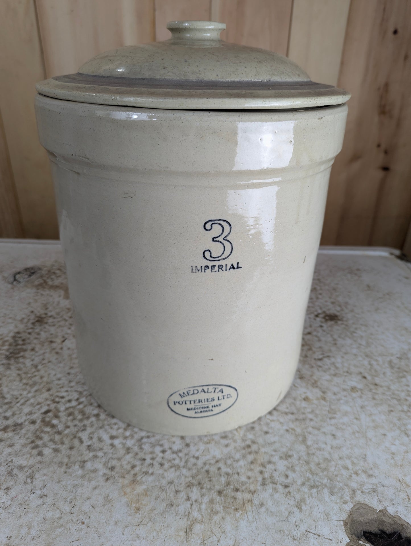 Imperial #3 Medalta Stoneware Crock with Lid