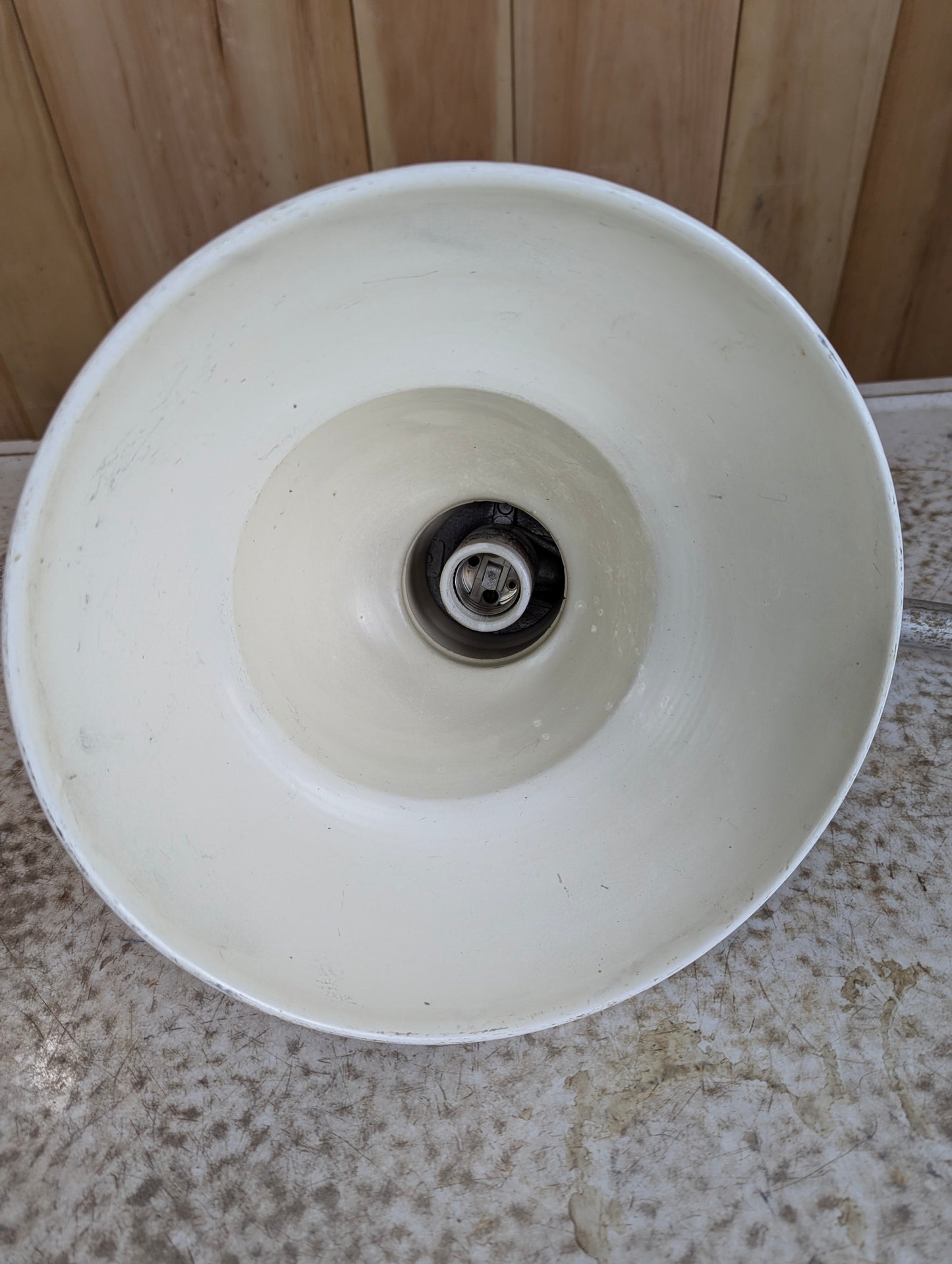 Industrial Black & White Enamel Light with Angle Shade & Bracket
