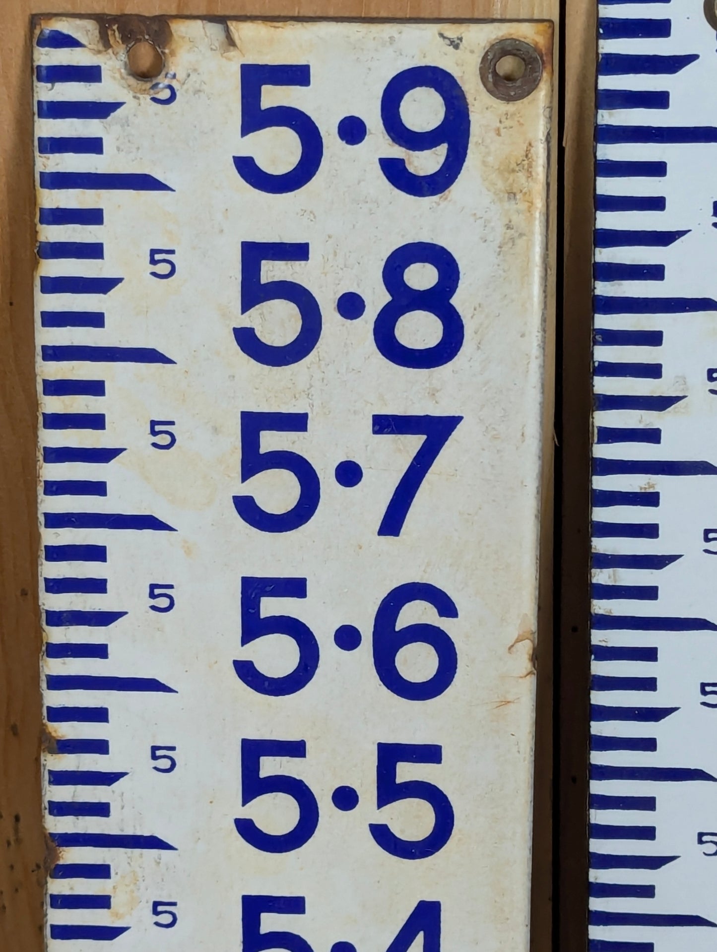 Set of Vintage Porcelain Dept of Development Province of Ontario Conservation Branch Water Level Staff Gauge