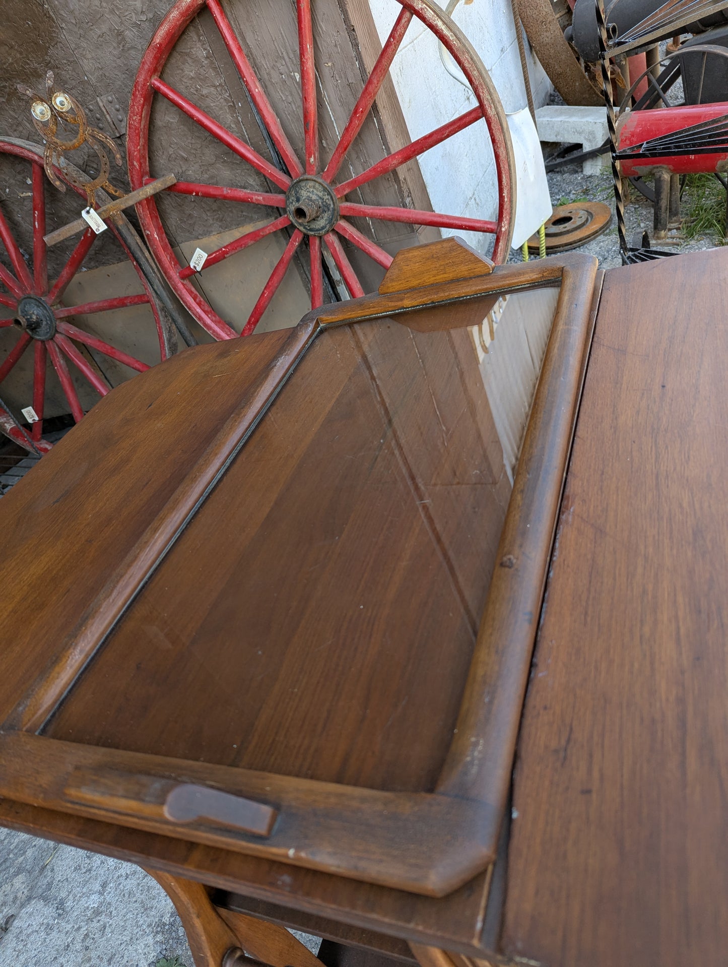Vintage Wooden Tea Wagon with Removable Tray