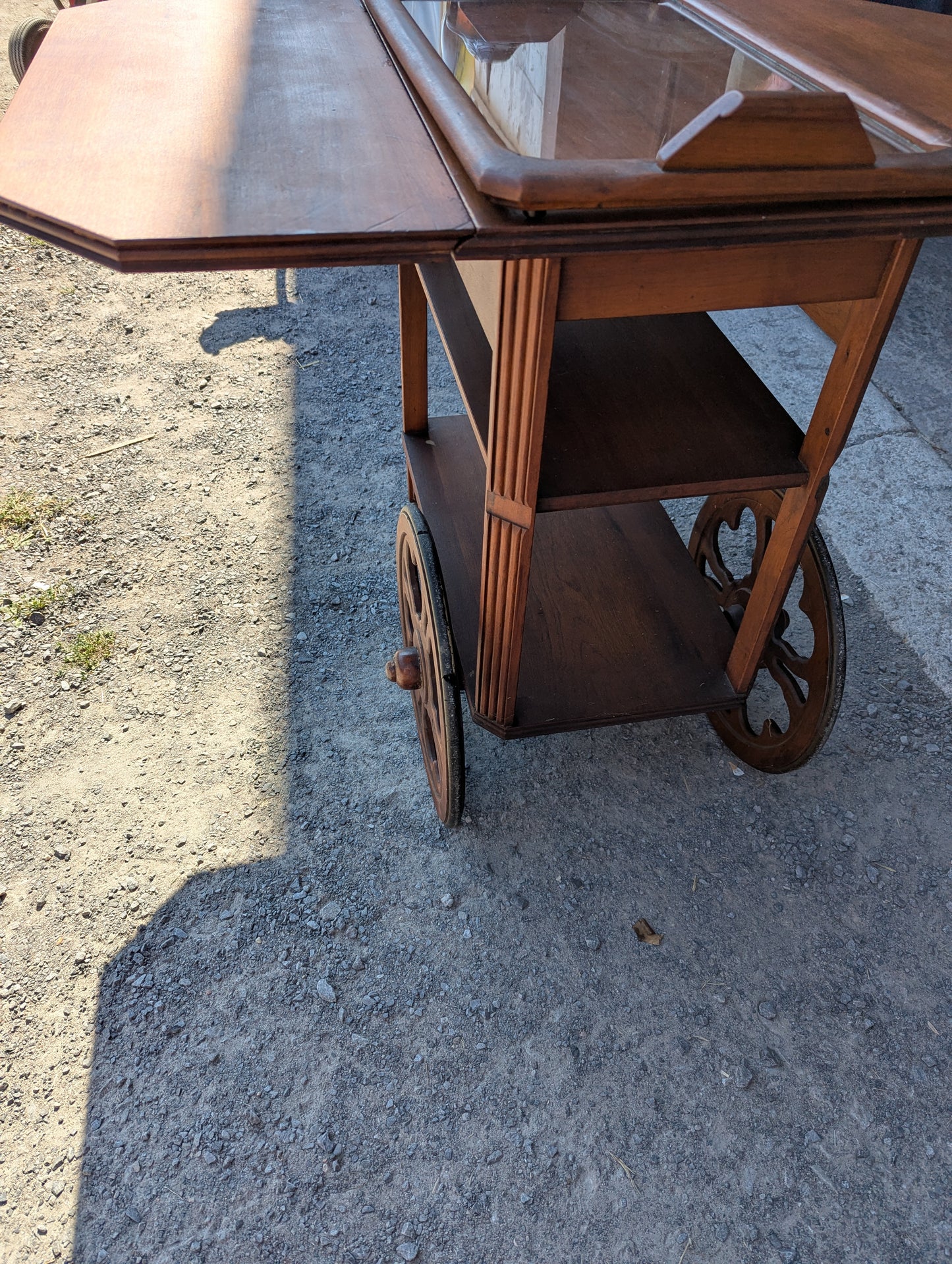 Vintage Wooden Tea Wagon with Removable Tray