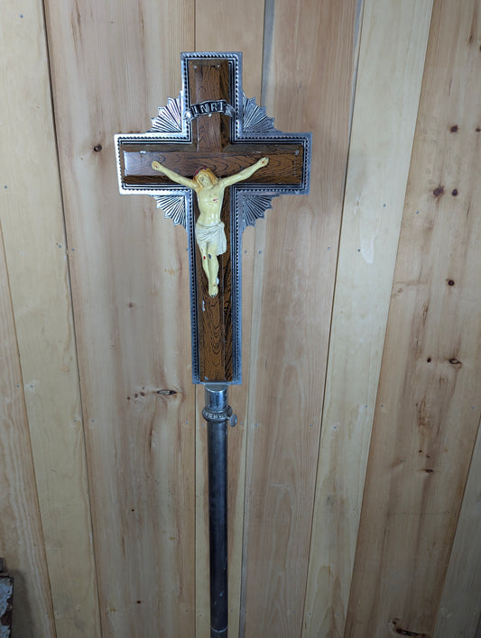 1950’s Vintage Hand Painted Crucifix on Stand