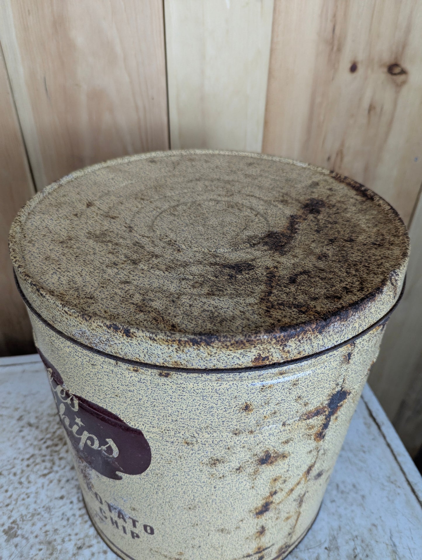 Vintage Charles Chips 3 Lb Chip Tin with Lid