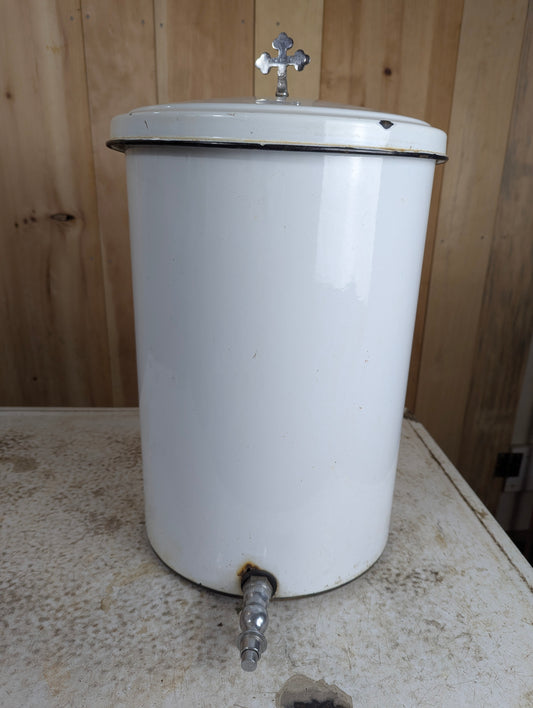 Vintage Porcelain Enamel Baptismal Font