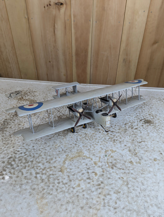 Vintage Handcarved Wood Vickers Vimy WW1 Airplane Model