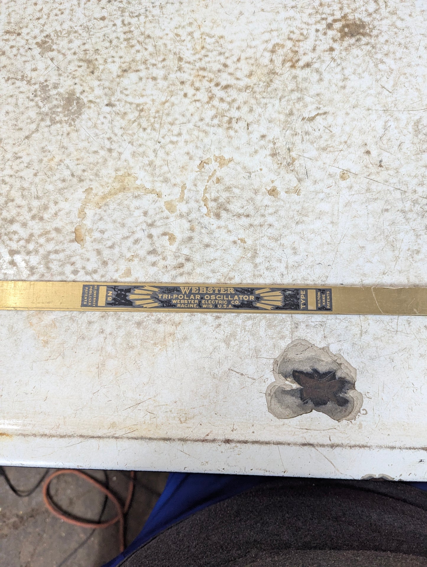 Vintage Industrial Webster Electric Co. Tri-Polar Oscillator Brass Blank Nameplate
